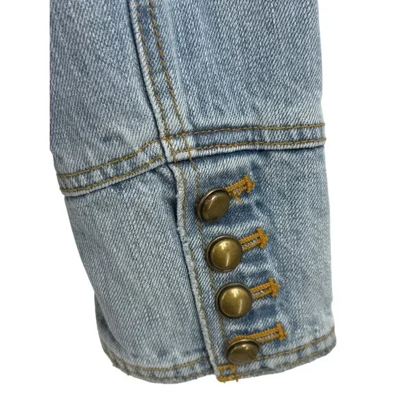 RARE Free People Military Denim Jacket L| Coastal Cowgirl Grunge Boho Streetwear - Picture 10 of 16
